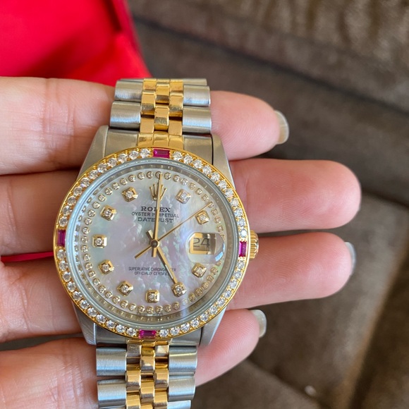 Sold!! Rolex Datejust Diamond Ruby Bezel 36mm Watch Unisex - Picture 2 of 13
